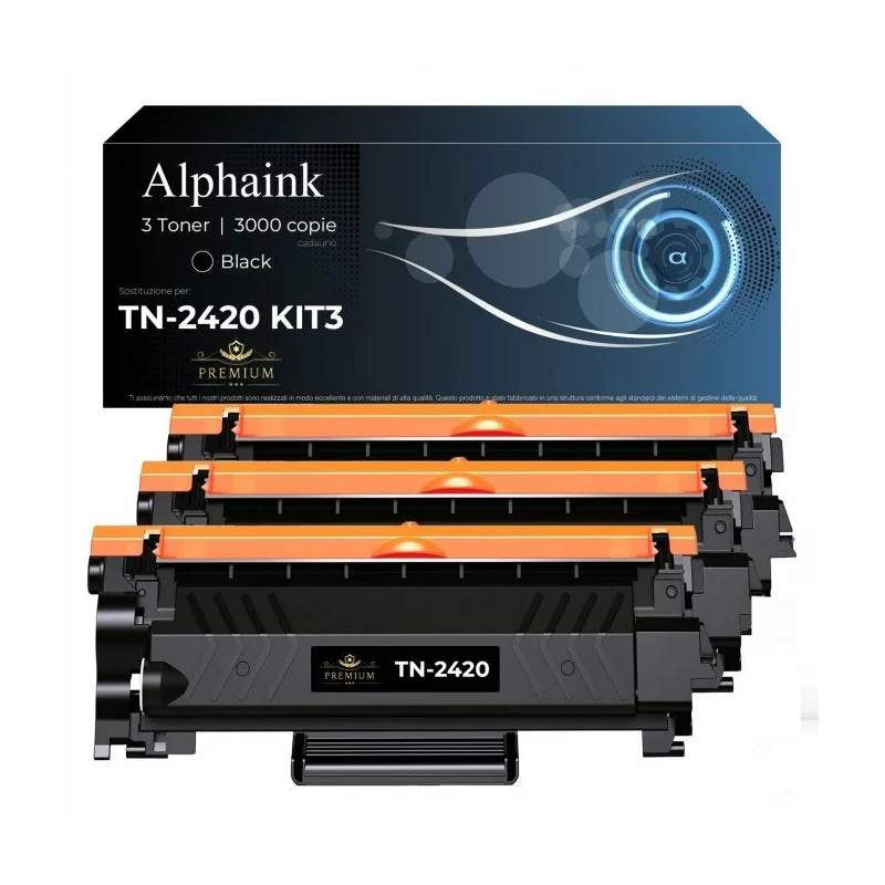Toner per Brother TN-2420 Con chip Nero Compatibile 3