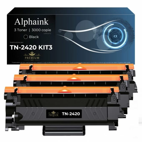Toner per Brother TN-2420 Con chip Nero Compatibile 3